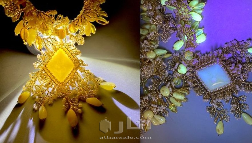 قلادة طوق زفاف .. صفار بيضة صفراء - كهرمان - روسيا - أواخر القرن الثامن عشر