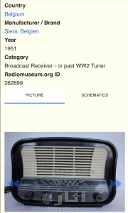 راديو بلجيكي ماركة سيرا صناعة ١٩٥١