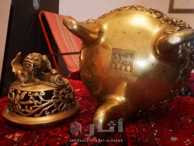 فرن البخور من النحاس الأصفر يرجع إلى أسرة شيانغ في الصين