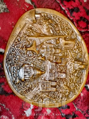 تحفة نحاسية فرنسية منقوشة باليد من النحاس الأحمر سنة 1882