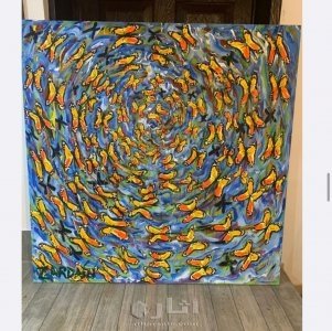 manuel zardain الحياه المستديره واسم اللوحه الفراش ومقاس اللوحه ١٣٠ سم بعرض ١٣٠ 7