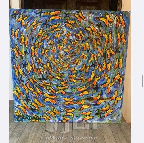 manuel zardain الحياه المستديره واسم اللوحه الفراش ومقاس اللوحه ١٣٠ سم بعرض ١٣٠