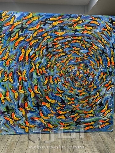 manuel zardain الحياه المستديره واسم اللوحه الفراش ومقاس اللوحه ١٣٠ سم بعرض ١٣٠