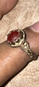 Antique, antique natural red coral lobe ring 6