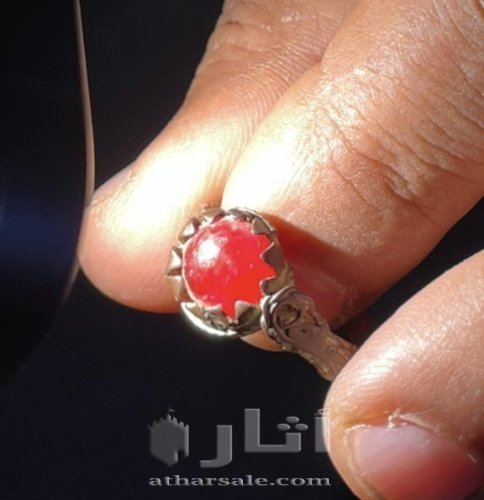 Antique, antique natural red coral lobe ring