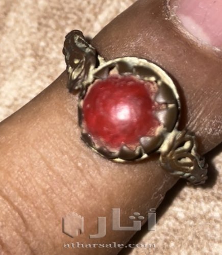 Antique, antique natural red coral lobe ring