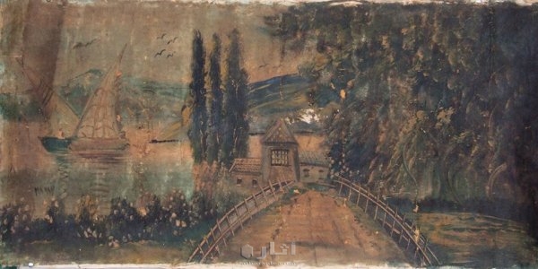 من القرن ال 18 لوحه فنيه ممضاة عتيقه جدا مرسومه على قماش كتان بالوان حجر تحفه فنيه عتيقه 1