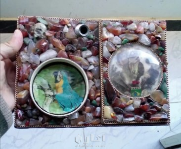 قطعة مكتب قديمة مطعمة بعقيق برازيلي 8