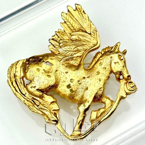 بروش  المجنح المجنح الحصان بيغاسوس كبير ذهبي اللون