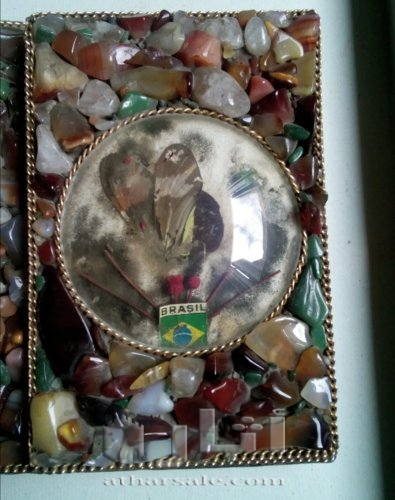 قطعة مكتب قديمة مطعمة بعقيق برازيلي