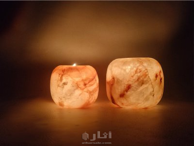 حوامل شموع من المرمر المصري القديم - يدوي الصنع 100% 3