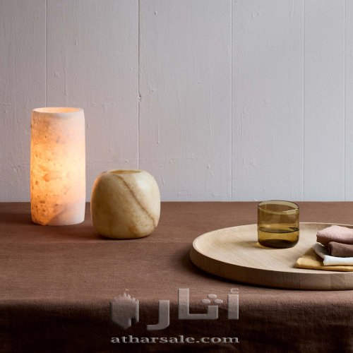 حوامل شموع من المرمر المصري القديم - يدوي الصنع 100%