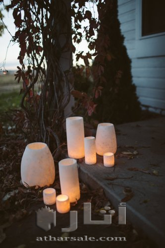 حوامل شموع من المرمر المصري القديم - يدوي الصنع 100%