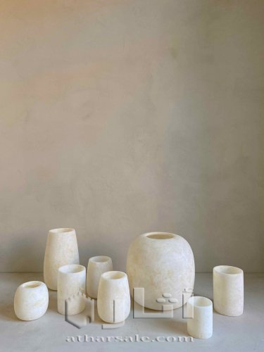 حوامل شموع من المرمر المصري القديم - يدوي الصنع 100%