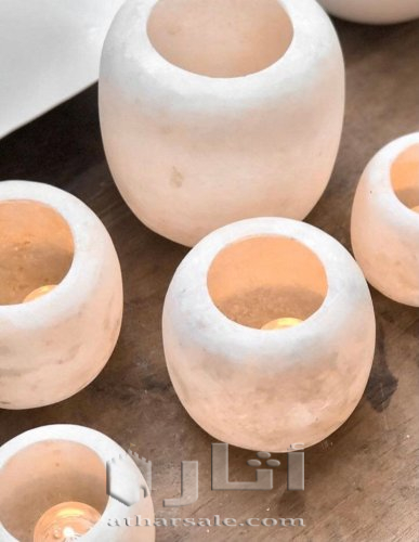 حوامل شموع من المرمر المصري القديم - يدوي الصنع 100%