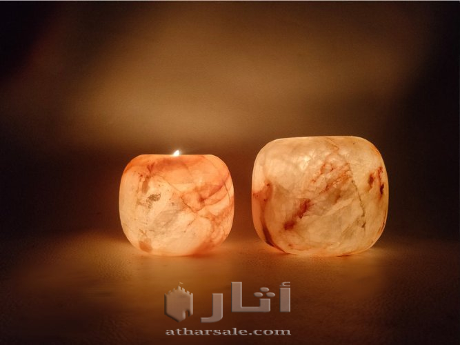 حوامل شموع من المرمر المصري القديم - يدوي الصنع 100%