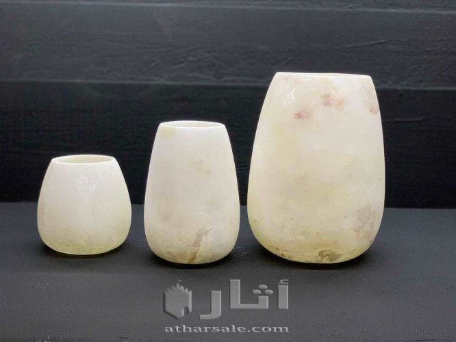 حوامل شموع من المرمر المصري القديم - يدوي الصنع 100%