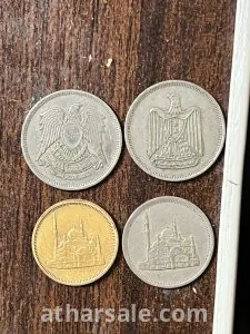 ٤ عملات مصريه قديمة فئة ١٠ قروش