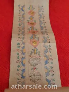 لهواه النوادر مصحف كامل بخط اليد علي ورق كتان و جلد غزال طوله ٨ متر ???? مذهب بخط دقيق جدا جدا مميز  مختوم و مترخ من كاتب المصحف سنة ١٩١٣ ميلادي لن يتكرر 4