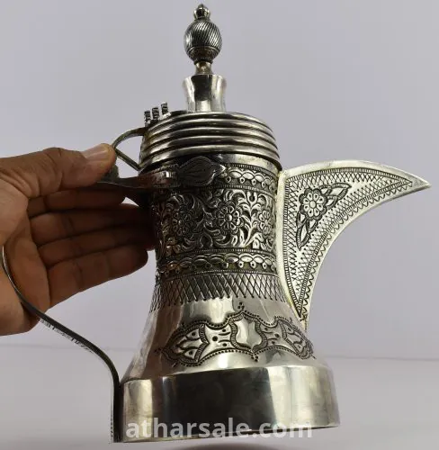 دلة قهوة عربية خليجية من الفضة الخالصة المختومة