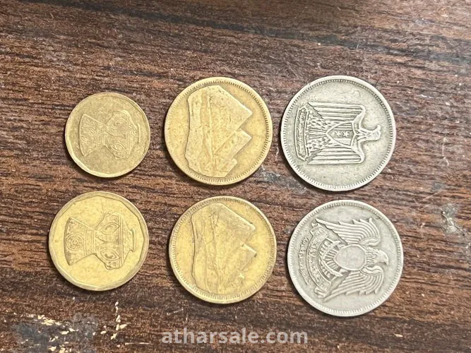 ٦ عملات من فئة ٥ قروش مصريه قديمه