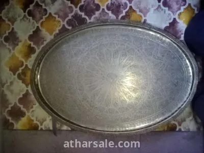 صينية قديمة من الفضة الحرة عمل يهودي 3