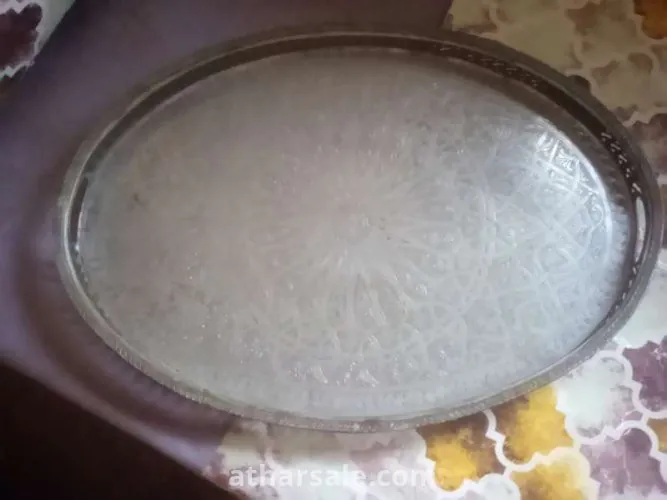 صينية قديمة من الفضة الحرة عمل يهودي