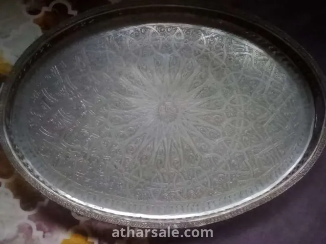 صينية قديمة من الفضة الحرة عمل يهودي