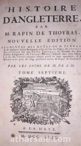 تاريخ إنجلترا طبعة ملكيه  للمؤرخ الفرنسى رابين دى ثويراس 1724