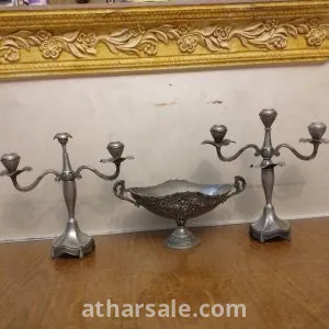 للبيع ٢ شمعدان و جاردنيرة مطلى فضة 9