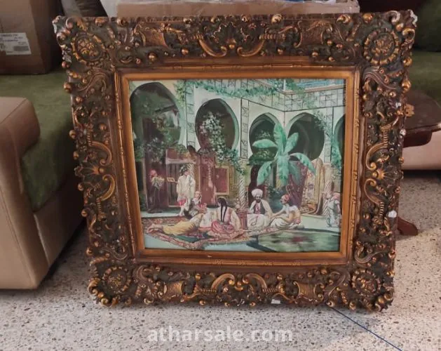 لوحة فنية قديمة حجم كبير  90 CM-85CM
