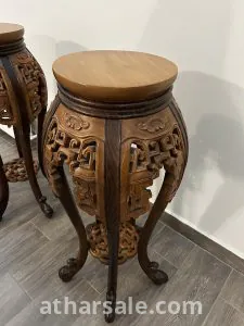 Handmade Carved Wood French Polynesian Stands 4