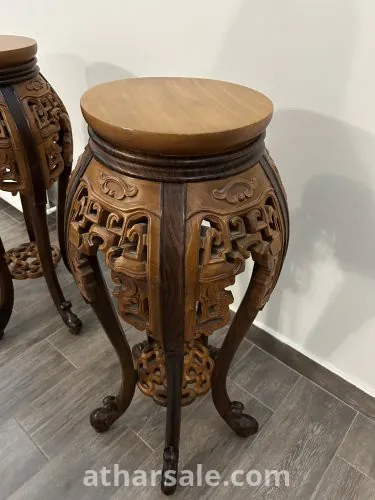 Handmade Carved Wood French Polynesian Stands