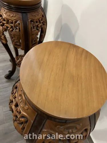 Handmade Carved Wood French Polynesian Stands