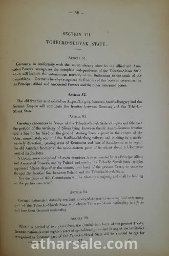 شروط  السلام او معاهدة فرساى لانهاء الحرب العالميه الاولى