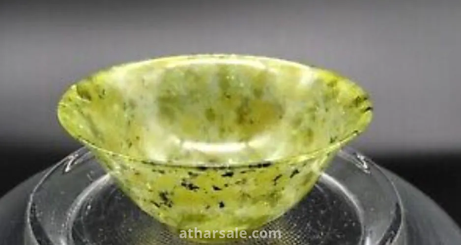 2 وعاء اليشم السبانخ الأخضر المنحوت الصيني العتيق من القرن التاسع عشر