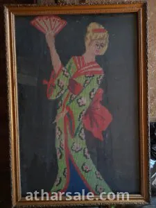 لوحه فنيه قديمه شغل يدوي تطريز