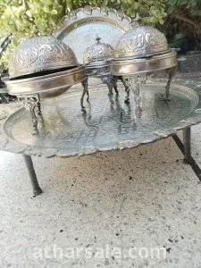 صينية وحدة كبيرة او صينية مع الرباعيات فضة حرة 4