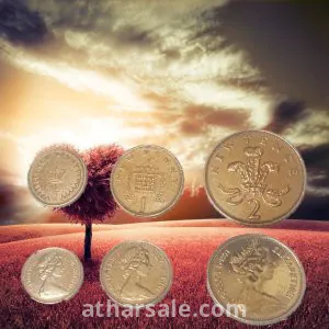 1-عملات إليزابيث الثانية 1971 2بنس -1بنس - نصف بنس