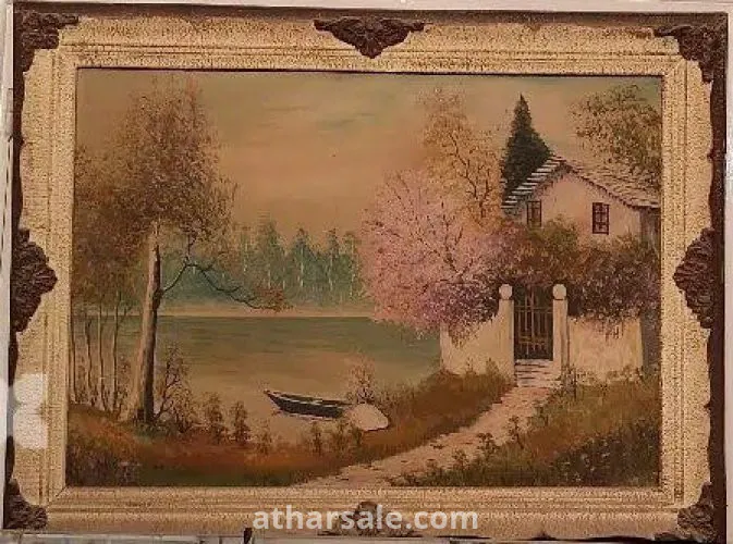 تابلوة قديم من الاربيعنات منظر طبيعي