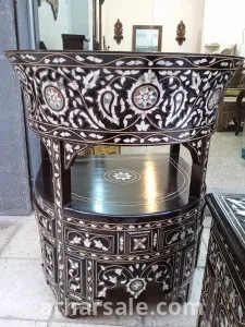 كرسين خشب الزان محفور يدويا ومصدف شغل دمشقي عريق 5