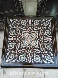 كرسين خشب الزان محفور يدويا ومصدف شغل دمشقي عريق 2