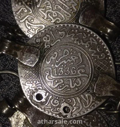 عملة فضية قديمة نصف ريال في عهد مولاي يوسف الشريف يعني مغربية 1336