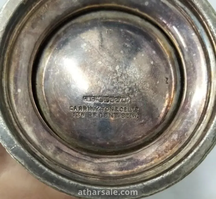 كوب انجليزي قديم  و نادر مطلي فضة ومختوم