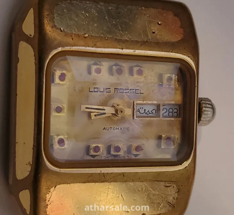 ساعة لويس روسيل الاصلية العتيقه صناعه سويسرية مواشراتها ياقوت احمر