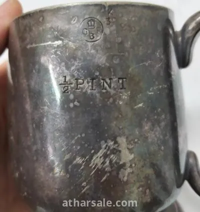 كوب انجليزي قديم  و نادر مطلي فضة ومختوم 4