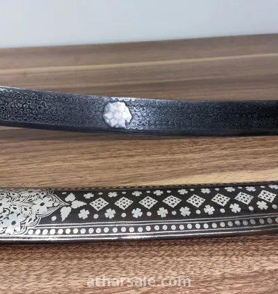سيف دمشقي بمقبض عظم وغمد فضة 3