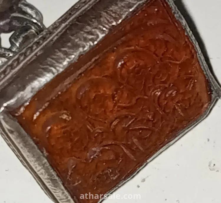 ختم عثماني فضه بحجر كهرمان