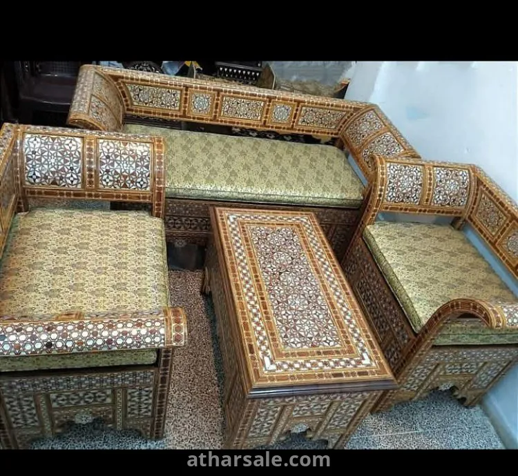 طقم خشب ليمون مع خشب الجوز مصدف