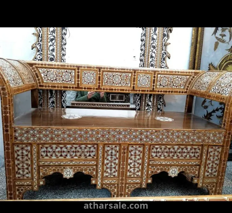 طقم خشب ليمون مع خشب الجوز مصدف